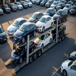 Car transport carrier in Ellesmere Port, Cheshire