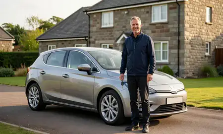 Car delivered to a driveway in Aberdeen, United Kingdom