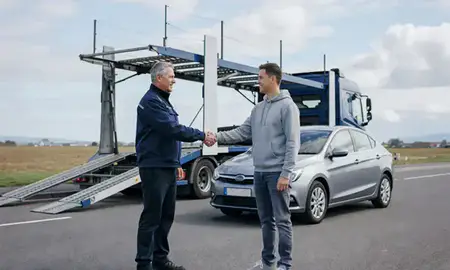 Vehicle owner beside their delivered car in Aberdeen, United Kingdom