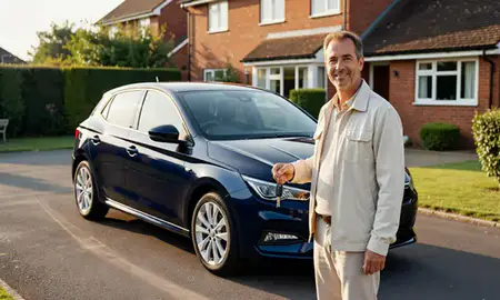 Car delivered to a driveway in Bedfordshire, United Kingdom