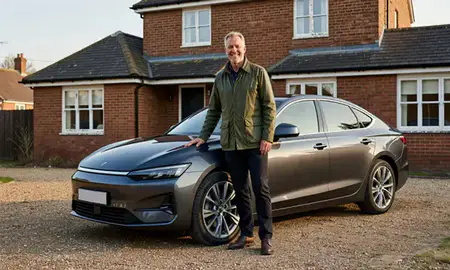 Customer with their delivered car in Bedford, Bedfordshire, United Kingdom
