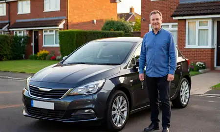 Car delivered to a driveway in Bedford, Bedfordshire, United Kingdom