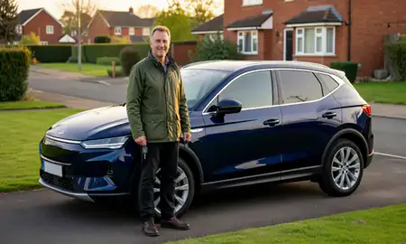 Car delivered to a driveway in Leighton Buzzard, Bedfordshire, United Kingdom