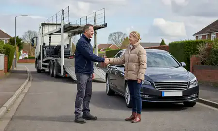 Vehicle owner beside their delivered car in Bracknell, Berkshire, United Kingdom