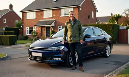Customer with their delivered car in Maidenhead, Berkshire, United Kingdom