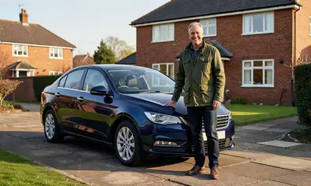 Customer with their delivered car in Reading, Berkshire, United Kingdom