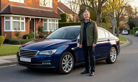 Car delivered to a driveway in Reading, Berkshire, United Kingdom