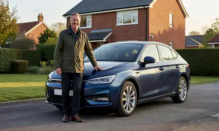 Customer with their delivered car in Slough, Berkshire, United Kingdom