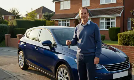 Car delivered to a driveway in Slough, Berkshire, United Kingdom