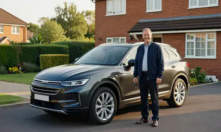 Car delivered to a driveway in Wokingham, Berkshire, United Kingdom
