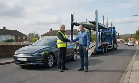 Vehicle owner beside their delivered car in Wokingham, Berkshire, United Kingdom
