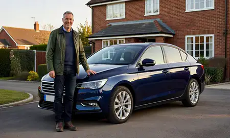 Customer with their delivered car in Woodley, Berkshire, United Kingdom