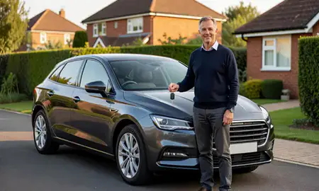 Car delivered to a driveway in Woodley, Berkshire, United Kingdom