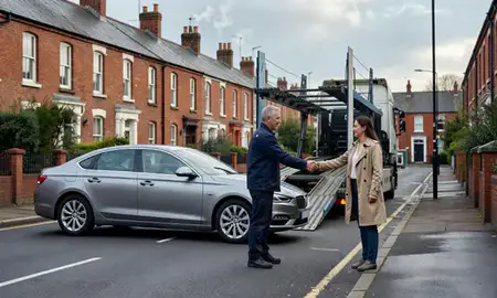 Vehicle owner beside their delivered car in Bristol, United Kingdom