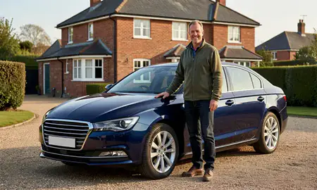 Customer with their delivered car in Buckinghamshire, United Kingdom