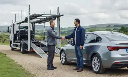 Vehicle owner beside their delivered car in Buckinghamshire, United Kingdom
