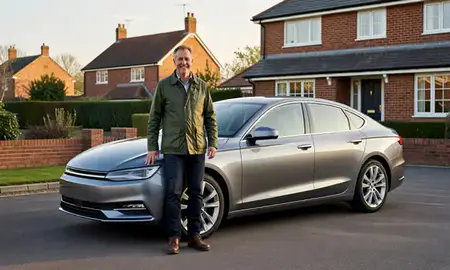 Customer with their delivered car in High Wycombe, Buckinghamshire, United Kingdom
