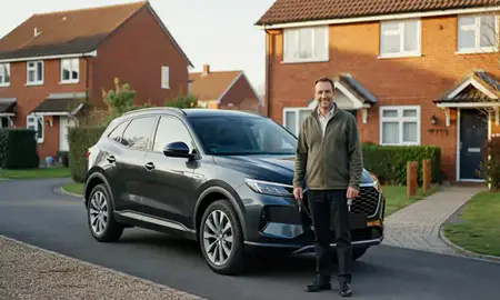 Car delivered to a driveway in High Wycombe, Buckinghamshire, United Kingdom