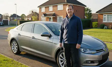 Car delivered to a driveway in Milton Keynes, Buckinghamshire, United Kingdom