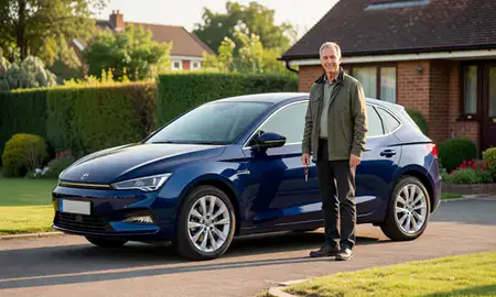 Car delivered to a driveway in Cambridge, Cambridgeshire, United Kingdom
