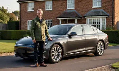 Customer with their delivered car in Cheshire, United Kingdom