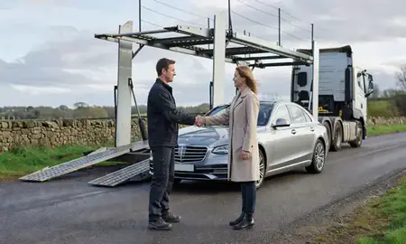 Vehicle owner beside their delivered car in Cheshire, United Kingdom