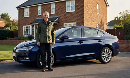 Customer with their delivered car in Chester, Cheshire, United Kingdom