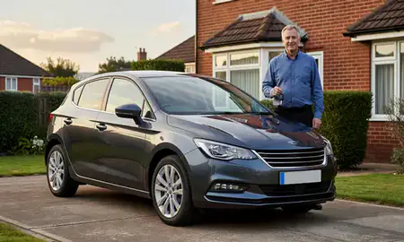 Car delivered to a driveway in Crewe, Cheshire, United Kingdom