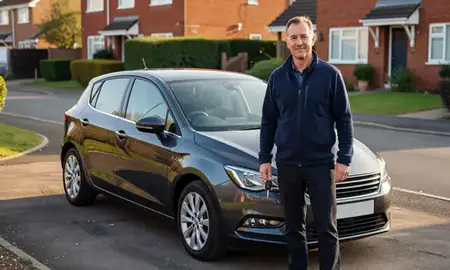 Car delivered to a driveway in Ellesmere Port, Cheshire, United Kingdom