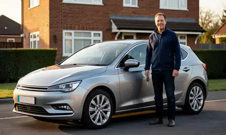 Car delivered to a driveway in Northwich, Cheshire, United Kingdom
