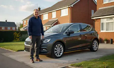 Car delivered to a driveway in Runcorn, Cheshire, United Kingdom