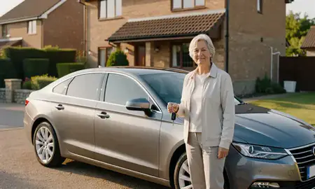 Car delivered to a driveway in Clwyd, United Kingdom