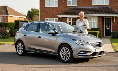 Car delivered to a driveway in Wrexham, Clwyd, United Kingdom