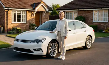 Customer with their delivered car in Newtownabbey, County Antrim, United Kingdom