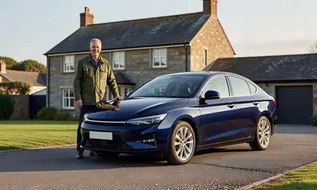 Customer with their delivered car in County Down, United Kingdom