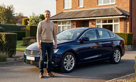 Customer with their delivered car in Bangor, County Down, United Kingdom