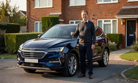 Car delivered to a driveway in Bangor, County Down, United Kingdom