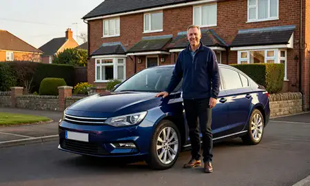 Customer with their delivered car in County Durham, United Kingdom