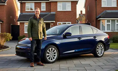Customer with their delivered car in Darlington, County Durham, United Kingdom