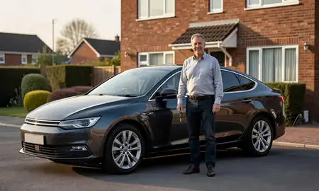 Car delivered to a driveway in Durham, County Durham, United Kingdom