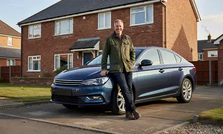 Customer with their delivered car in Hartlepool, County Durham, United Kingdom
