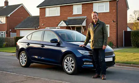 Customer with their delivered car in Stockton-on-Tees, County Durham, United Kingdom
