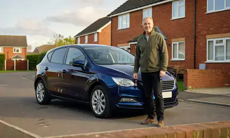 Car delivered to a driveway in Stockton-on-Tees, County Durham, United Kingdom