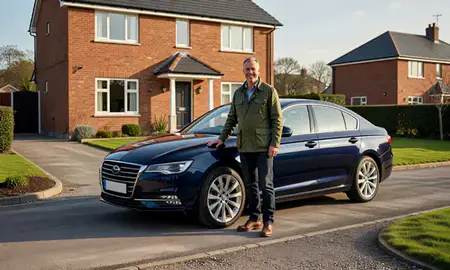 Customer with their delivered car in County Londonderry, United Kingdom