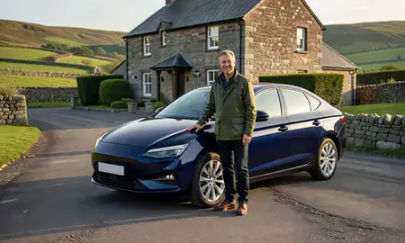 Customer with their delivered car in Cumbria, United Kingdom