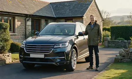 Car delivered to a driveway in Cumbria, United Kingdom