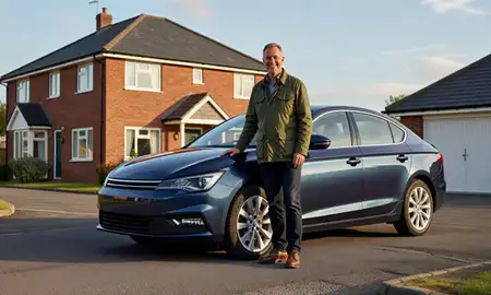 Customer with their delivered car in Barrow-in-Furness, Cumbria, United Kingdom