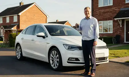 Car delivered to a driveway in Barrow-in-Furness, Cumbria, United Kingdom