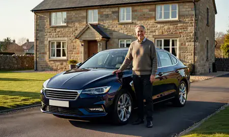 Customer with their delivered car in Derbyshire, United Kingdom