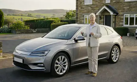 Car delivered to a driveway in Derbyshire, United Kingdom
